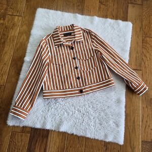 No. 6 Store Jacket Women's Size 2 Striped Button Up Canvas Cropped